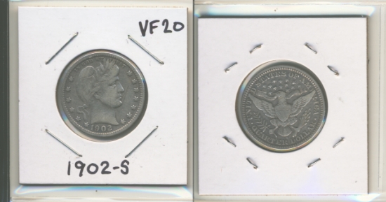 Picture of 1902-S Barber Quarter Dollar VF20
