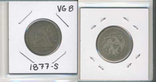 Picture of 1877-S Liberty Seated Quarter Dollar VG8