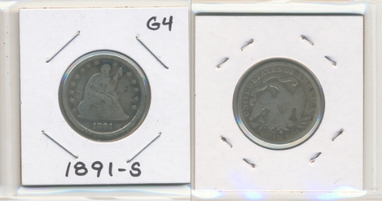 Picture of 1891-S Liberty Seated Quarter Dollar G4