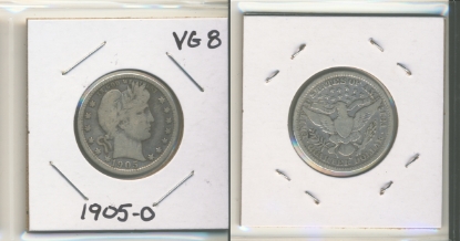 Picture of 1905-O Barber Quarter Dollar VG8