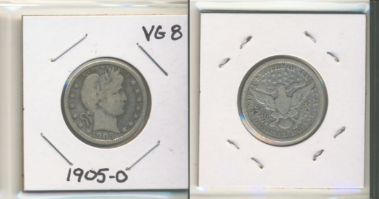 Picture of 1905-O Barber Quarter Dollar VG8
