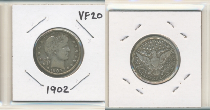 Picture of 1902 Barber Quarter Dollar VF20