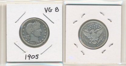 Picture of 1905 Barber Quarter Dollar VG8