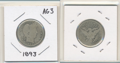 Picture of 1893 Barber Quarter Dollar AG3