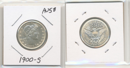 Picture of 1900-S Barber Quarter Dollar AU58