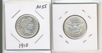 Picture of 1910 Barber Quarter Dollar AU55