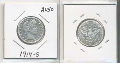 Picture of 1914-S Barber Quarter Dollar AU50