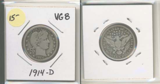 Picture of 1914-D Barber Quarter Dollar VG8